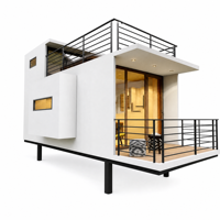 Maison Modulaire Préfabriquée Blanche Minimaliste Moderne, Forme Personnalisable, Conception Respirante pour Centre Commercial, Hôtel, Amovible