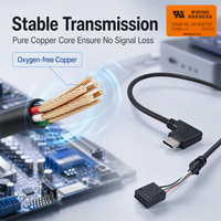 Konektor Ekstensi USB-C Tipe Loom 90 Derajat Industri, Terminal Multi-Pin 8P Tipe-C Male, Kabel Sinyal Kabinet PVC Tembaga OFC
