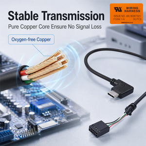 Kabel Ekstensi USB-C Industrial 90 Derajat Tipe Loom, Konektor Terminal Multi-Pin 8P Male ke Type-C, Kabel Sinyal Kabinet Tembaga OFC - Product Image 3
