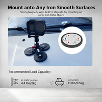Support de caméra d'action magnétique en aluminium avec mini rotule, aimant robuste recouvert de caoutchouc avec filetage mâle 1/4"20 pour Go Pro