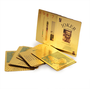 Factory Cheap Custom 100% Plastic Waterproof Playing Card 24K Golden Foil Poker Deck Set 999.9 Gold Playing Cards