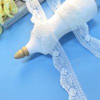 Dentelle brodée de roses romantiques de luxe, garniture en polyester blanc soluble dans l'eau, pour robes de mariée, vêtements et sacs décoratifs