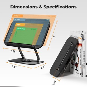 Support de <span class=keywords><strong>livre</strong></span> pliable en bois Présentoir de maison en acier Support de <span class=keywords><strong>livre</strong></span> de lecture de bureau avec bases rotatives à 360 ° - Product Image 4