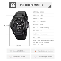 Reloj Digital Hombre Temporizador Cuenta Regresiva Hora Mundial LED 50mm Correa TPU 5BAR Impermeable Alarma OEM Logo Venta Mayor