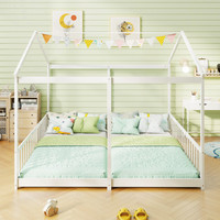 Lit double personnalisé, maison lits jumeaux, 2 lits pour enfants avec garde-corps de sécurité