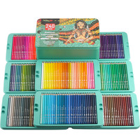 Lot de crayons de couleur en bois BonVada BV-CPP407, 240 couleurs, avec boîte métallique pour le dessin artistique