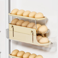 Organisateur d'œufs à roulettes pour porte latérale de réfrigérateur, en plastique PP, design multifonctionnel pour un rangement alimentaire moderne