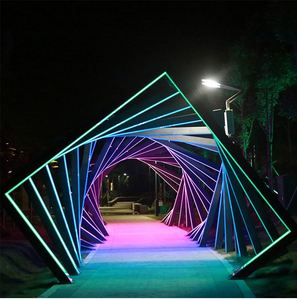 Túnel de tiempo al aire libre, luces <span class=keywords><strong>Led</strong></span> para vacaciones, calle, jardín, parque, decoración cuadrada, impermeable, arco de Metal, motivo 3d - Product Image 5
