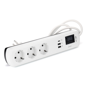 Regleta de enchufes JIUJI 16A AC 220V con pantalla de voltaje y amperaje, toma USB tipo C, protección contra sobretensión y sobrecorriente. - Product Image 3