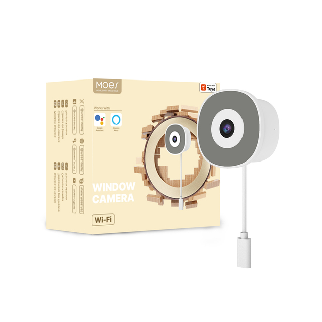 MOES Tuya WiFi Smart 3MP Window Camera for Glass Surface Full Color Night Vision Home Security Motion Detection