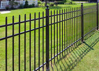 Paneles de valla de acero con parte superior plana de hierro forjado de seguridad 6x8 modernos Valla de jardín de acero de zinc galvanizado negro fácilmente disponible