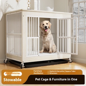 Moderne Luxe Meubelstijl Middelgrote Hondenkooi Massief Dikke Anti-Bite Houten Kooi Stevige Verwijderbare Onderdelen Knoop/Kliksluiting - Product Image 3