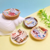 Accessoires de paniers miniatures pour maison de poupée, figurines, 100 pièces, paniers ronds tissés miniatures de 48 mm, modèle 3D pour la décoration de paysages de jardins féeriques