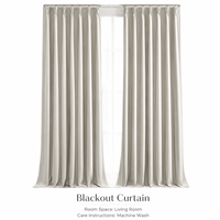 Gorden Linen Lipit Modern 100% Blackout, Set 2 Panel, Warna Natural, Ruang Tamu, Semua Musim, Dapat Dicuci Mesin