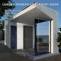 Porte extérieure moderne anti-effraction en acier inoxydable, design italien personnalisé, entrée en verre pivotante en acier inoxydable, entrée principale de villa