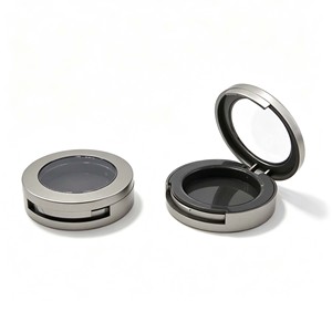 Round Empty Single Eyeshadow Case With Clear Window Top Custom Logo Metallized Cosmetic Blush <b>Compact</b> Powder Container - Product Image 1