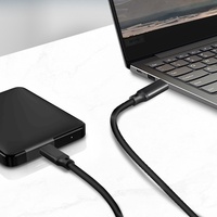Cable de Datos Compatible de 15 Pulgadas, USB 3.2, 20 Gbps, Tipo-C Macho a Macho, Duplicación de Video 4K, Carga Rápida de 100 W, Negro
