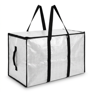 Large PE Woven <strong>Storage</strong> <strong>Bag</strong> Waterproof, Heavy-Duty Zipper <strong>Clothes</strong> Blanket Organizer for Moving Dorm Seasonal, OEM Custom - Product Image 1