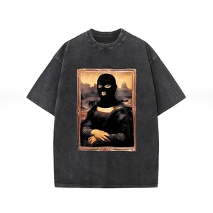 Camiseta estampada retro para hombre de alta calidad lavada con ácido de algodón puro de gran tamaño de manga corta Hip Hop fábrica al por mayor - Product Image 6