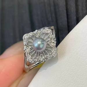 ขาตั้งเครื่องประดับเงิน DIY 10679 สำหรับลูกปัดกลมขนาด 7-9 มม. ขาตั้งแหวนเงินแท้ S925 แบบไม่มีลวดลาย พร้อมอุปกรณ์ตกแต่งแฟชั่นทันสมัย - Product Image 2