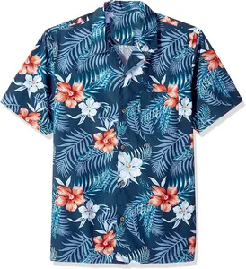 2024定制高品质沙滩假日印花夏威夷衬衫短袖