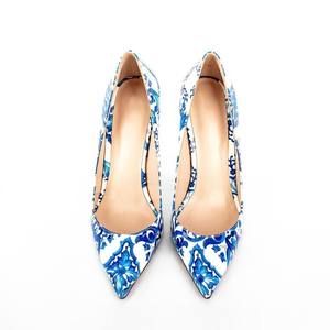 Pumps pour femmes en porcelaine bleue et blanche, talons hauts vintage sexy, chaussures élégantes pour le bureau et les fêtes - Product Image 5