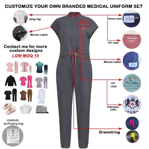 Combinaisons médicales unisexes en tissu tissé avec poches, en spandex doux, pour infirmières, hôpitaux, dentistes, vente en gros, OEM - Product Image 4
