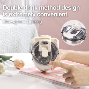 Bouteille <span class=keywords><strong>d</strong></span>'eau isotherme DILLER avec poignée, double couvercle, gobelet de voyage en acier inoxydable pour boissons chaudes et froides - Product Image 2