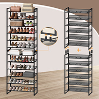 Vente en gros de rangements à chaussures empilables 3/4/5/6/8/10 étages pour l'entrée 12/16/20/24/32/40 paires de rangements de chaussures