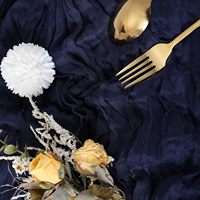 Chemin de table en gaze de coton tissée, style bohème rustique, bleu marine, en polyester, fait main, écologique, pour mariage, fête, maison