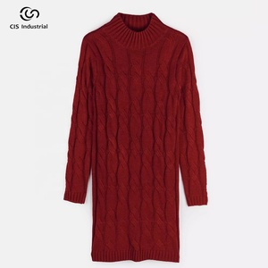 <span class=keywords><strong>Robe</strong></span> pull décontractée en laine pure épaisse de haute qualité, col rond, automne-hiver, design torsadé tendance pour femmes et dames - Product Image 6