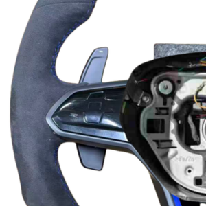 Volante de Cuero Azul con Marca Personalizada para Volkswagen Polo MK7 Passat Golf 4 5 6 7 8 GTI <span class=keywords><strong>R</strong></span> <span class=keywords><strong>Line</strong></span> MK5 MK6 MK7 MK8 - Product Image 4