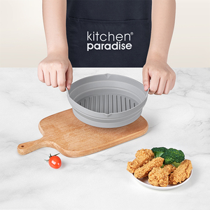 Round Pan <b>Silicone</b> Pot Mold Oil-Free <b>Baking</b> Tray Cooking Pans Food Grade Premium Foldable Air Fryer Liner for Fryers - Product Image 6