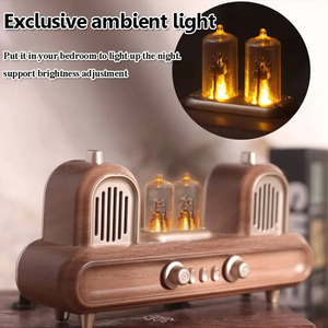 Kép Retro BT loa không dây 1800mAh có thể sạc lại FM radio loa hạt gỗ BT loa với 2 môi trường xung quanh đèn - Product Image 3