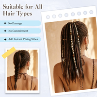 Extensions de cheveux tressées, queue de cheval, tresses africaines, extensions de cheveux avec perles, style viking synthétique, queue de cheval bohème dreadlock