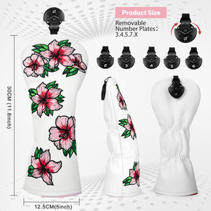 Factory Price Flowers Embroidery <b>Golf</b> <b>Head</b> <b>Cover</b> Driver Pu Leather <b>Golf</b> Club Headcover <b>Golf</b> Wood <b>Cover</b> With Logo - Product Image 3