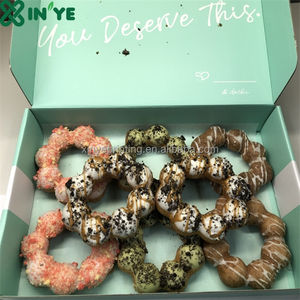 Grosir Logo kustom Mochi donat roti makanan penutup 3 6 12 donat kemasan makanan Sushi donat Puff kue manis kotak kertas makanan ringan - Product Image 6