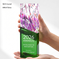 Trophée en cristal iridescent moderne et écologique, design à facettes de diamant, grande surface de gravure, pour équipe d'entreprise et employés - Vente chaude