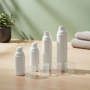 Flacon vide blanc cosmétique sans air en PP, forme ronde, scellé sous vide avec pompe pour masque facial et logo personnalisé - Product Image 2