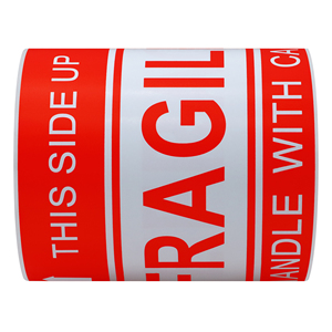 Hybsk Chăm Sóc Tay Cầm Mỏng Manh Nhãn Dán Bên Này 4X6 Inch Màu Đỏ 100 Nhãn Mỗi Cuộn - Product Image 4