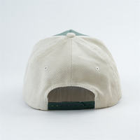 Gorras Trucker de 5 Paneles de Pana Dobby con Patrón de Puntos, Unisex, con Cierre a Presión y Malla, Color Beige en Malla y Visera