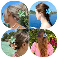 Barrettes à cheveux en cristal avec logo personnalisé, fleurs hawaïennes pour femmes - Mariage, fête de plage, vacances, barrette à cheveux en fleur de plumeria