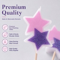 Bougies d'anniversaire scintillantes en forme d'étoile, rose et violet, pour décoration de gâteau de fête - Meilleures ventes