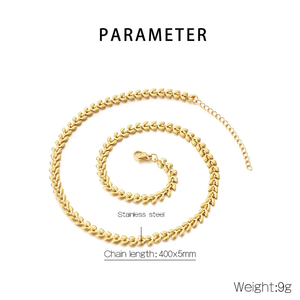 Collar Personalizado de Acero Inoxidable 304 con Forma de Corazón, Cadena de Espiga de Trigo Chapada en Oro de 18k al Vacío, Joyería Elegante de Moda - Product Image 5