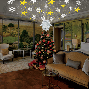 Árbol de Navidad Topper decoraciones proyector luz 3D giratorio hueco brillo copo de nieve árbol de Navidad decoración con 6 estrellas de proyección - Product Image 2