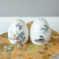 Service de table de luxe en céramique, pour le jardin, salière et salière, décoré avec un Design floral et d'oiseau