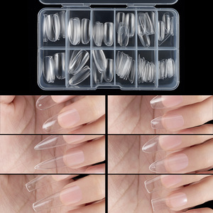 Nuevas 120 piezas de puntas de uñas de gel suave ultrafinas esmeriladas de cobertura completa, en formas Ballerina, Coffin, Almond, Olva, Stiletto y Square - Product Image 2