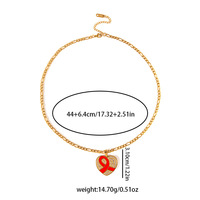 Collier en acier inoxydable plaqué or 18 carats avec pendentif cœur rouge émaillé motif battement de cœur et chaîne Figaro, bijoux pour femmes et couples