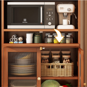 Mobiletto da <span class=keywords><strong>Cucina</strong></span> in Legno con Ante in Vetro, Scaffale Espositivo a Più Livelli per Sala da Pranzo, Soggiorno, Arredamento e Organizzazione Domestica - Product Image 4