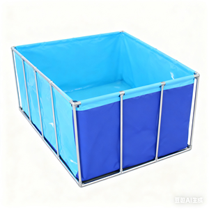 מסגרת נירוסטה pvc pvc טרפולין טנק foldable מעל הקרקע בריכת שחייה לחקלאות דגים - Product Image 3